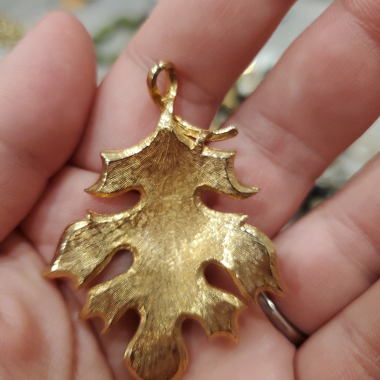 Vintage Artisan Gold Tone Real Oak Leaf Dipped Bo… - image 3