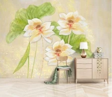 3D Watercolor Lotus ZHUA27281 Wallpaper Wall Murals Removable Self-adhesive Ann