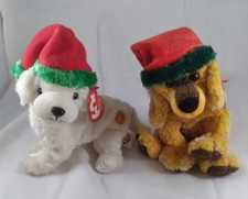 TY Beanie Babies set of 2 dogs Jinglepup & Tinsel  of the month New with Tags