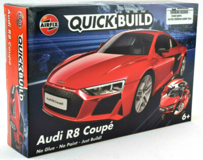 #ad Airfix QUICK BUILD Red Audi R8 Coupe Snap Together Plastic Model Kit J6049 $15.99