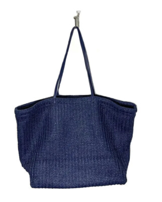 Vera Bradley Navy Blue Straw Large Tote. Palm Tree Design. Travel 