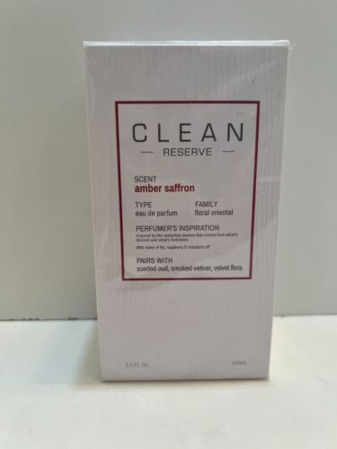 CLEAN AMBER SAFFRON 3.4 OZ 100 ML EAU DE PARFUM NEW IN BOX