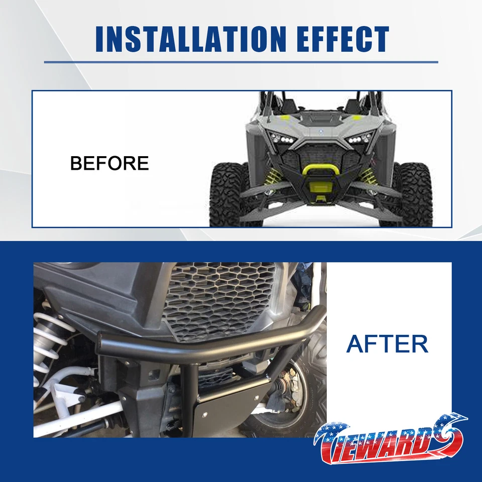 Upgrated Front Bumper Guard For 2014-2023 Polaris RZR XP XP4 1000 / Turbo Black - Image 4 of 4