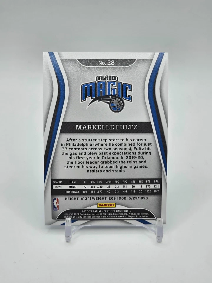 Markelle Fultz MIRROR BLUE 2020-21 Panini Certified #28 Orlando Magic (SP) - Image 2 of 2