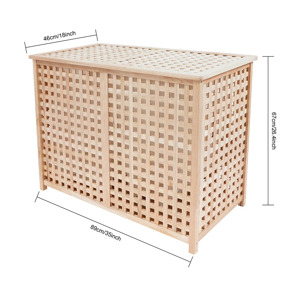 H?lzerner W?schekorb, doppeltes Fach gro?e Kapazit?t schmutzige W?schekorb - Bild 2 von 4