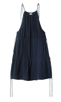 h&m blue halter dress NWT Studio cotton XS navy slip string tied regal beach 0 2 H&m turquoise dress