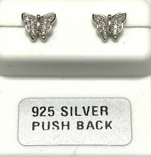 925 Sterling Silver 10MM Butterfly Post Stud Earrings Men Women