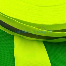 2" Reflective Lime Green Gray Tape Sew On Trim Fabric Material 3M = 10 Feet New