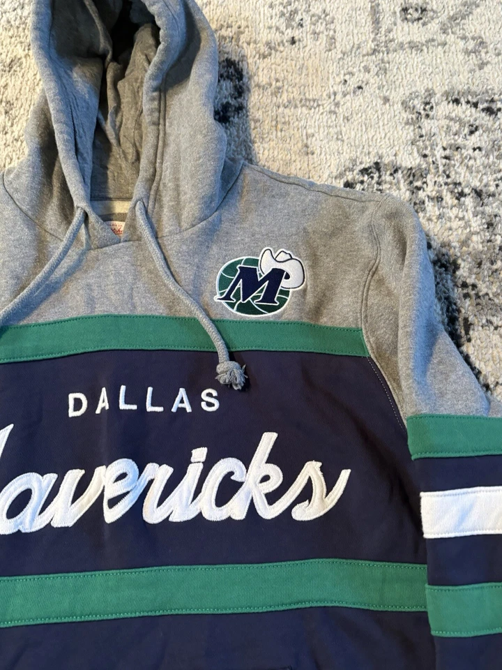 Mitchell & Ness Men’s XL Dallas Mavericks Stitched Headcoach Hoody Gray/Blue - Image 4 of 4