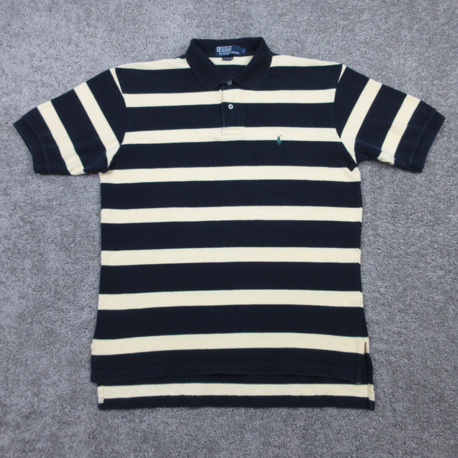 Polo Ralph Lauren camicia uomo grande giallo navy righe pony cotone golf rugby