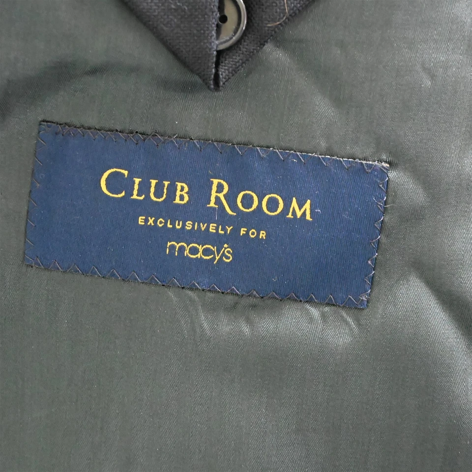 Blazer Abrigo Deportivo Chaqueta Club Room 46L Azul Marino 100% Lana Hopsack Botón Dorado Foto 4 de 4