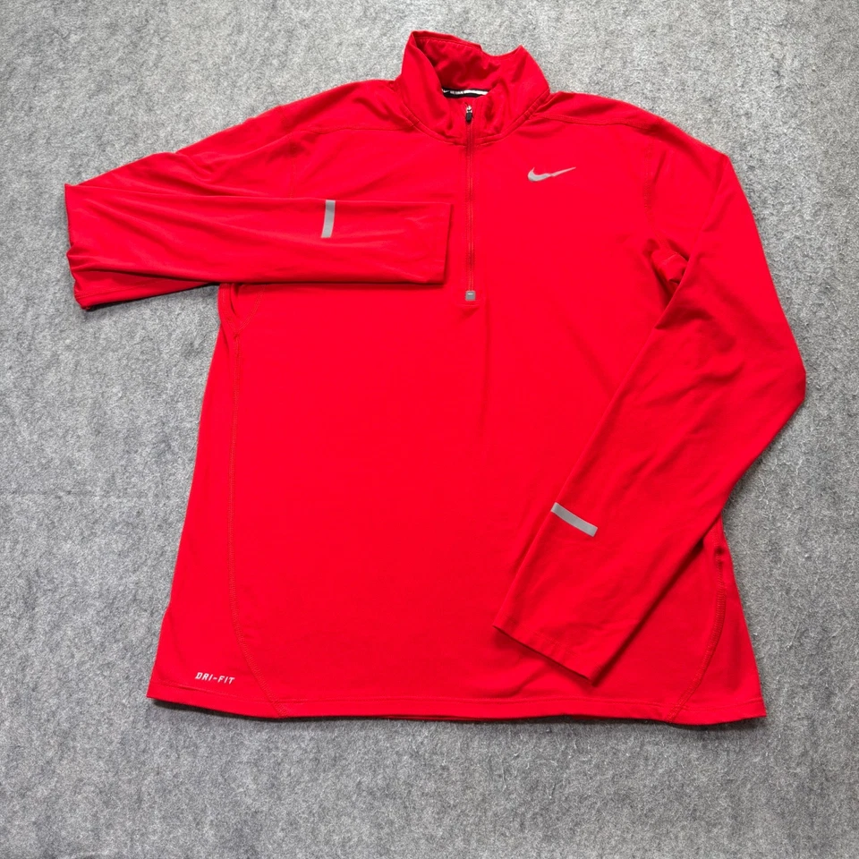 Nike DRI-FIT Element 1/4 Cremallera Correr Pullover Manga Larga Camisa Hombres M Rojo 27" Foto 2 de 4