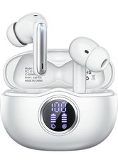 Brand New White Bluetooth 5.3 Earbuds LED Display 50H Waterproof ENC