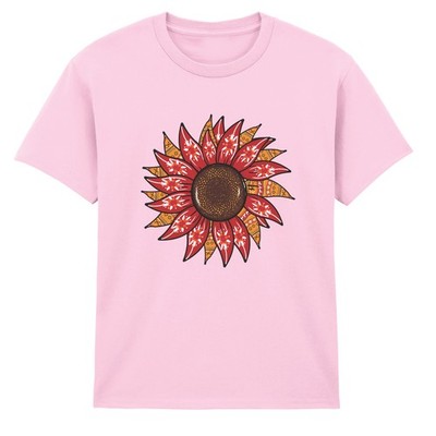 Sonnenblume Blume Kinder T-Shirt Volkskunst Stil bunte Grafik Tee