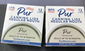 PUR  (2) Regular Mouth Canning Lids Single 12 Pack Box