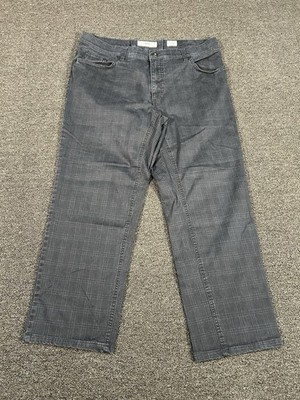 Brax Cooper Fancy Pants Mens 36x27 Navy Blue Plaid Regular Fit Casual Jeans