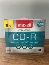 CD-R Maxell 5 PACK Blank Audio Music Data Recordable 80min 700MB Disc Slim Jewel