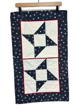 "Friendship Star" Red White Blue Handmade Patchwork Wall Quilt 4th Of July Decor