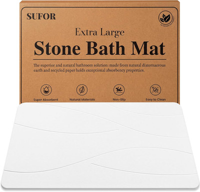 32''X20'' Stone Bath Mat, Diatomaceous Earth Shower Mat, Non-Slip Super Absorbent