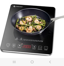 AMZCHEF Single Induction Cooker, Ultra-thin with 10 Level Power and Temp Control