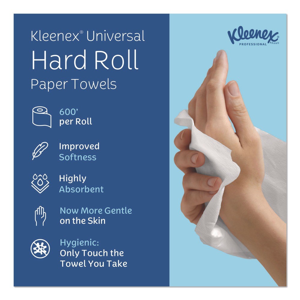 Kleenex 50606 8" x 600' Hard Roll Paper Towels - White (6 Rolls/CT) New