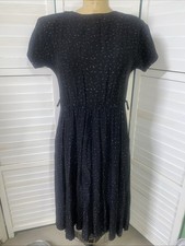 Vintage 80s Paquette Too Dress Size 6 USA Made Secretary Short Sleeve Black