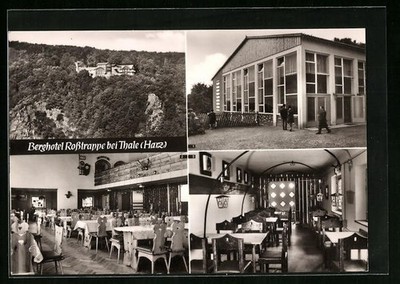 Postcard Thale /Harz, Berghotel Roßtrappe with dining room