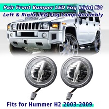 Pair Led White Front Fog Drl Daytime Running Lights For Hummer H2 2003-2009