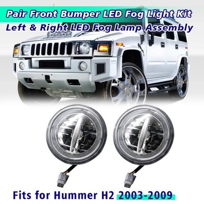 Pair LED White Front Fog DRL Daytime Running Lights For Hummer H2 2003-2009
