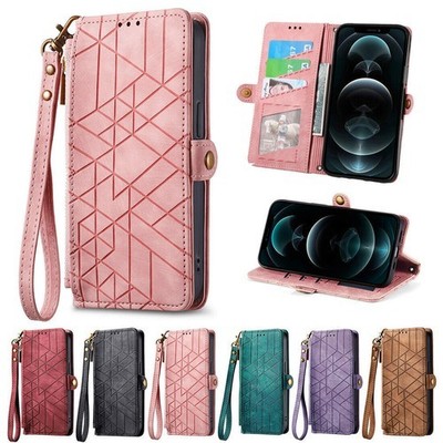 For Xiaomi Civi3 13 lite 12S Poco M5 C55 Leather Geometry Wallet Phone Case