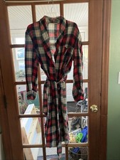 Vintage 50s Pilgrim Plaid Robe Mens 42 Large L Red Black Flannel Dark