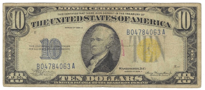 $10 1934A (NORTH AFRICA) Silver Certificate Note **EMERGENCY ISSUE
