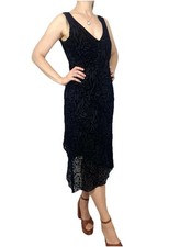 August Silk uk 12 Black Dress Evening Layered Occasion Party Cocktail Midi Long