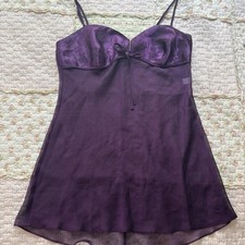 Frederick's of Hollywood Women's Purple Full Slip S Solid Bow Adjustable Straps