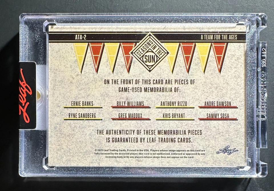 2025 Team for the Ages Banks Sosa Williams Rizzo Dawson Sandberg Maddox Bryant - Image 2 of 2