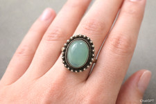 Genuine Aqua Chalcedony 925 Sterling Silver Ring Blue Chalcedony Size 11 Vintage