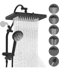 Hibbent Upgraded 13'' Shower Head Combo, High Pressure 5 Spray Rainfall, 10 Mode