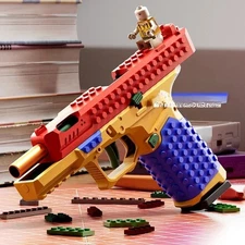 Building Block Pistol Shell Ejecting Continuous Firing Soft Bullet Toy Gun Gift