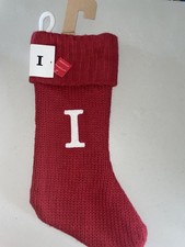 Wondershop Initial Letter I Monogram Knit Christmas Stocking 18  White- Red New