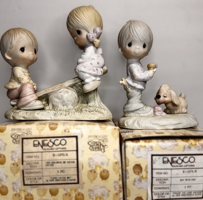 (2) Precious Moments Figurines NEW/Box E-1375 & E-1374 Teeter Totter & Boy W/Dog