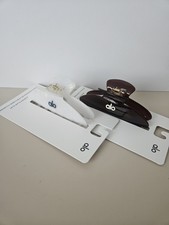 2 Alo Acrylic Illusion Hair Claw Clips White and Brown