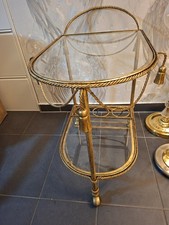 Italienischer Vintage Servierwagen aus Metall & Glas – 1950/60er – rollbar