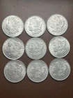 Lot of 9 Morgan Silver Dollars High Grade AU BU Set Silver Coins Dated 1921