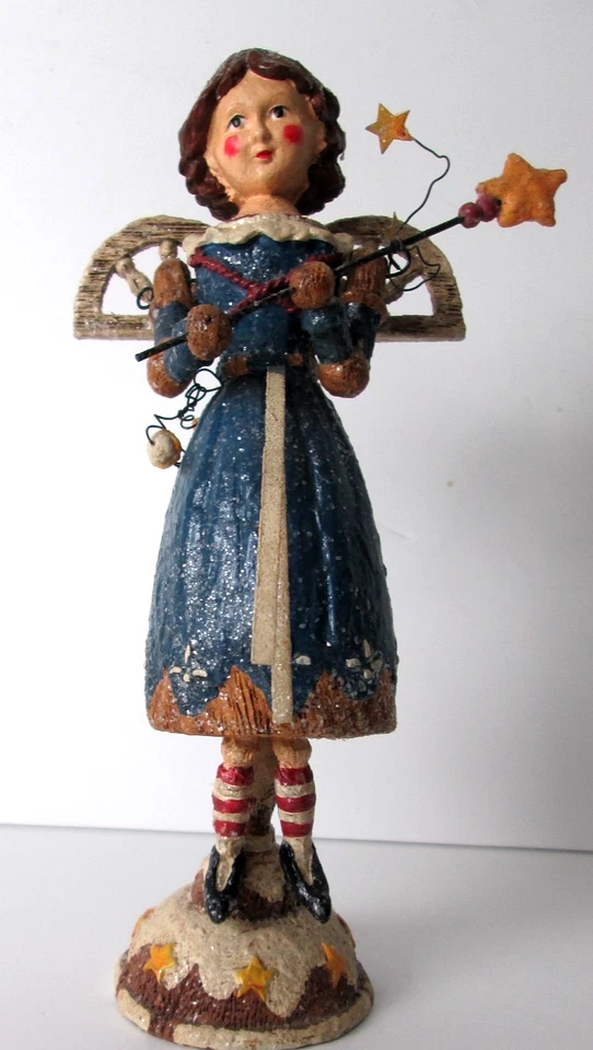 Primitive Sparkly Angel Figurine Pacific Rim Resin Folk Art 9" Tall - Image 3 of 4