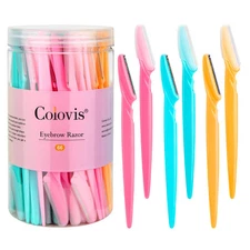 66 Pack Multi Color Eyebrow Razors for Facial and Body Hair Removal