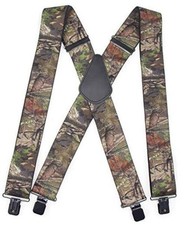 Trucker Side Clip Suspenders X-back for Hunting/Long Haul Camouflage W 4 Clips