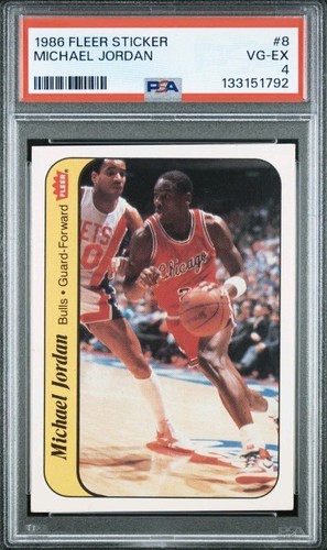 1986-87 Fleer - Stickers Michael Jordan #8 (RC) ⚜️
