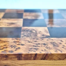 Vintage Moroccan Solid Thuya Burl Wood Chess & Backgammon Board – Folding Case