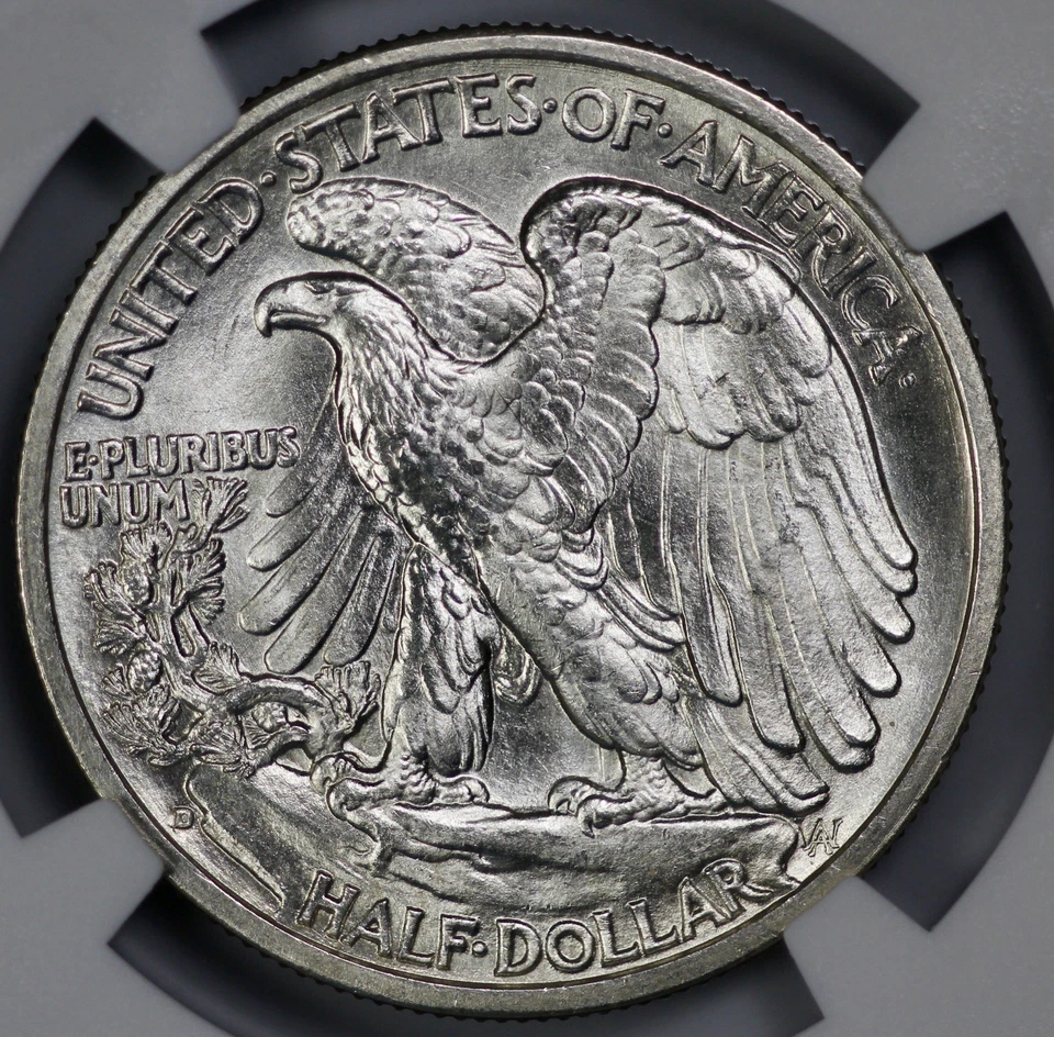 1937-D Walking Liberty 50c Half Dollar NGC MS 66 Semi Proof Like - Image 3 of 4