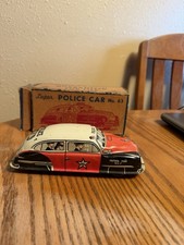 VERY NICE VINTAGE 1950s LUPOR TIN LITHO FRICTION POLICE PATROL CAR NO. 63 W/ BOX